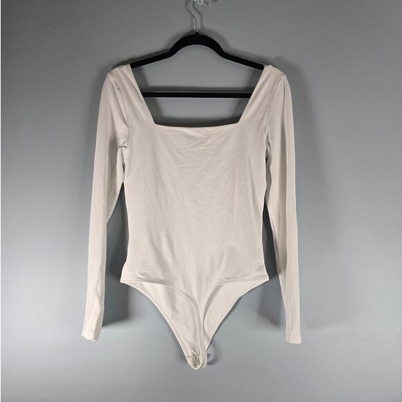 Babaton Women's Contour Square Neck Long Sleeve Thong Bodysuit White Size Large - Picture 3 of 6